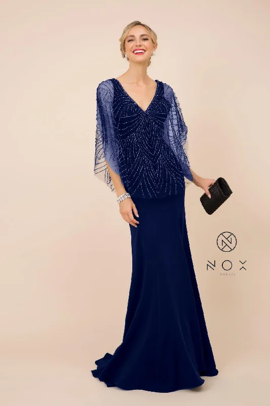 Your Favorite Sale is Back!Long Fitted V-Neck Formal Dress with Beaded Cape Prom Sale Your Favorite Sale is Back!Long Fitted V-Neck Formal Dress with Beaded Cape Prom Sale