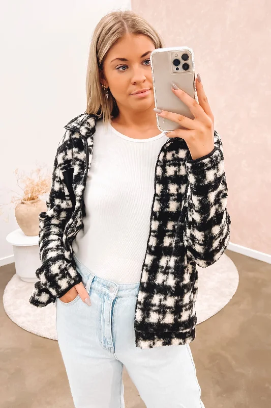 Your Shopping Wish, Our Discount Command!Lyla Teddy Jacket Black Check