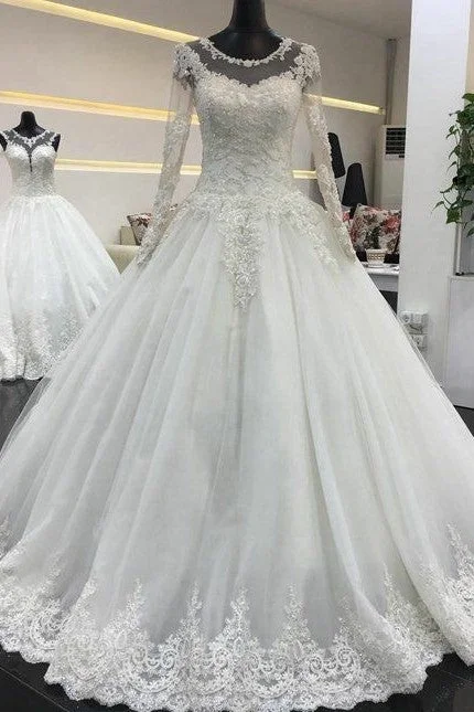 Shop Today, Save Tomorrow!Beaded Lace Long Sleeves Wedding Dresses Tulle Skirt