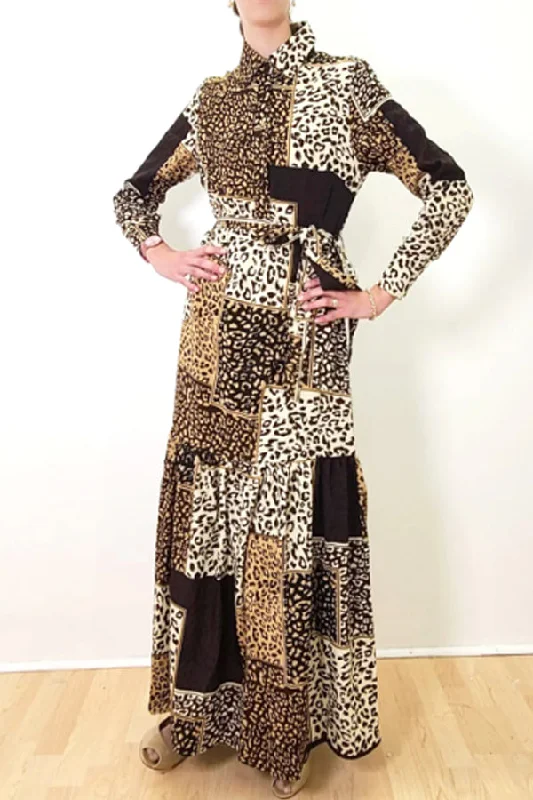 Mega Sale Happening Now!Long Sleeve Leopard Print Collar Dress