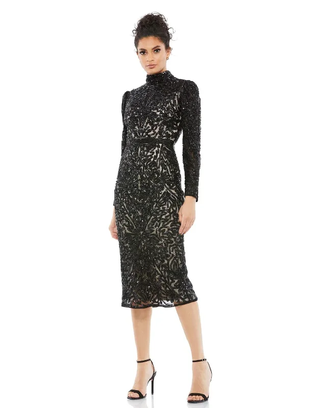 Lowest Prices Guaranteed!Mac Duggal 5525 Long Sleeve Midi Length Dress
