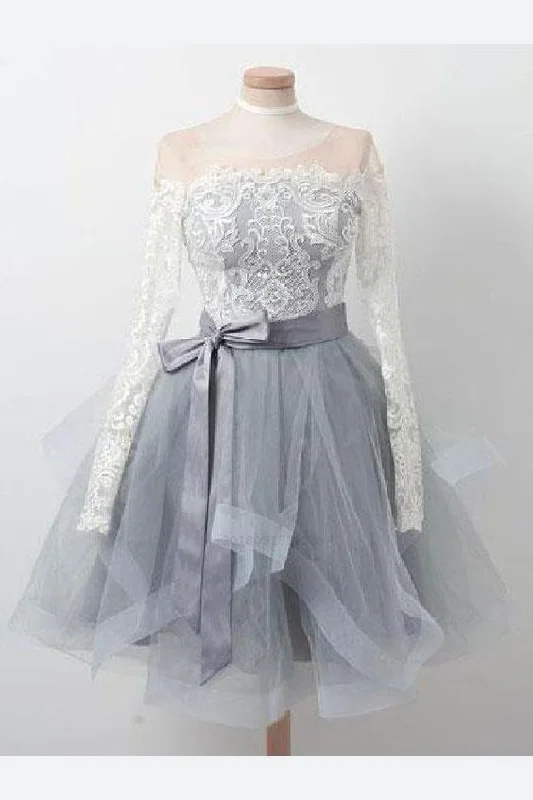 Your Chance to Save is Now!Elegant Lace Long Sleeves Organza Zipper Back Short Homecoming dresses cg227