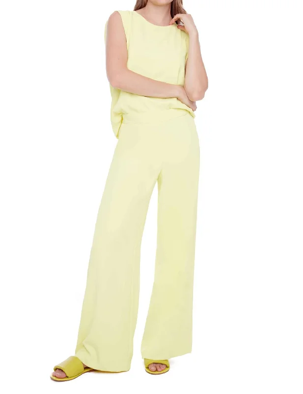 Limited Edition, Limited Price!Fiona Vegan Silk Wide Leg Pant In Lime