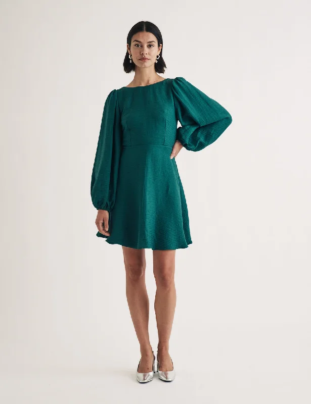 The Best Offers Are Here!Forest Green Balloon Sleeve Zola Mini Dress