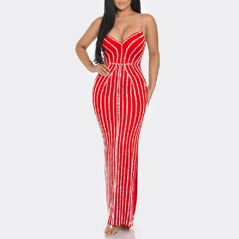 One Click Away from Big Savings!MALYBGG Rhinestone Embellished Bandeau Maxi Dress 6761LY