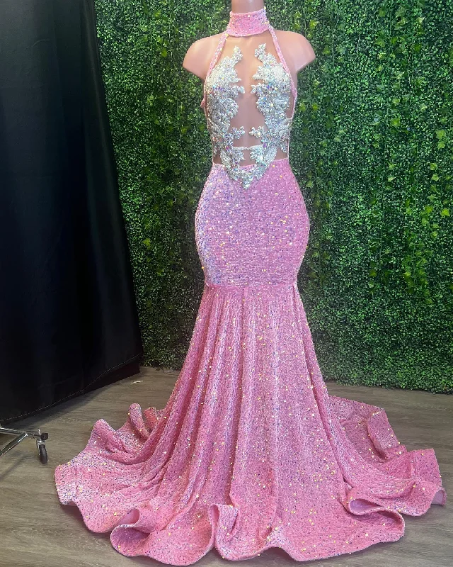 Shop More, Spend Less!Ocstrade Sparkly Backless Pink Princess Vintage Prom Dresses 2024 Rhinestone Ballgown Sequin Prom Evening Dress Party