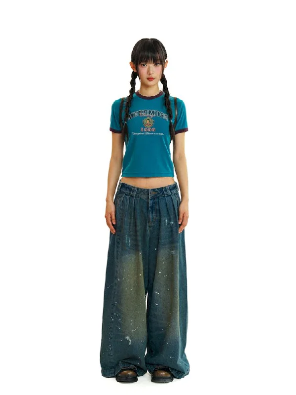 Upgrade for Less!Baggy dragging wide leg denim trousers【s0000008577】