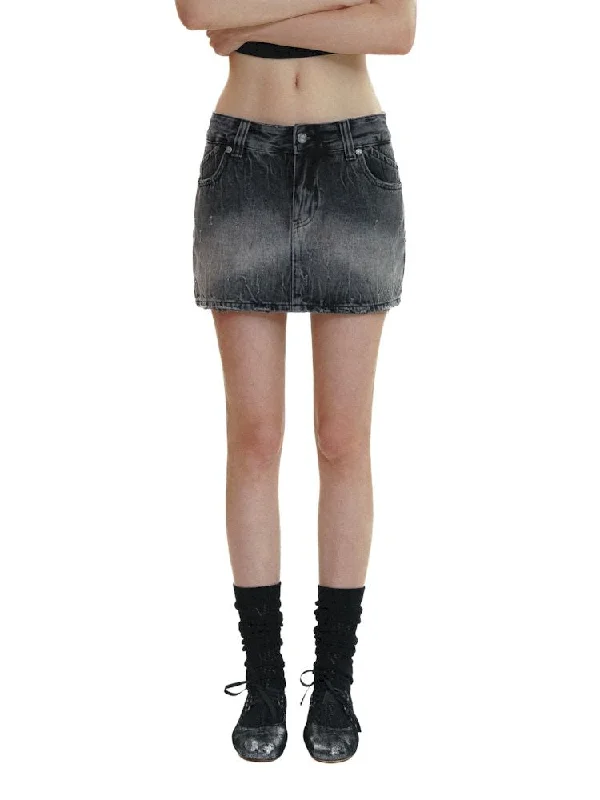Today Only – Don’t Miss It!Gradient Spray Horsebit Worn Tie Flower Denim Short Skirt【s0000008682】