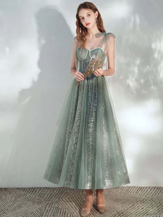 Your Best Deals Are Here!Green A -line tulle lace tea length prom dress green evening dress cg23182 Your Best Deals Are Here!Green A -line tulle lace tea length prom dress green evening dress cg23182