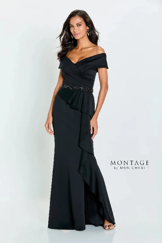 Time to Save Big!Montage by Mon Cheri 221976W - Ruffle Draped Evening Gown