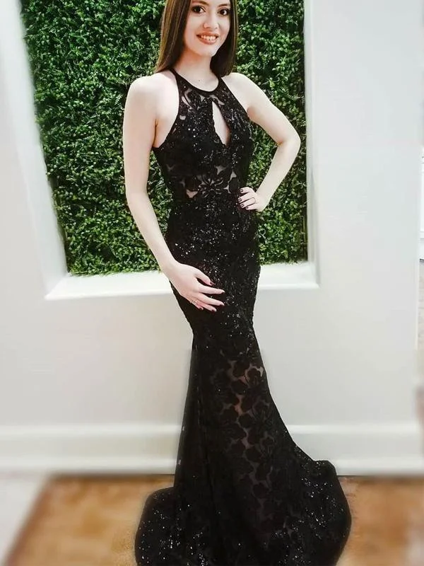 Don’t Wait – Deals Won’t Last!Sexy Black Mermaid Lace Beaded Prom Dresses
