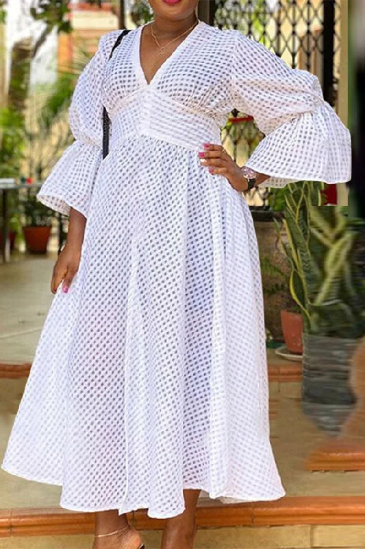 Amazing Prices You Can’t Resist!Solid Color Elegant Cutout Midi Dress