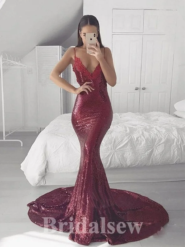 More Discounts, More Joy!Spaghetti Straps Dark Red Mermaid Sparkly Sequin Long Evening Prom Dresses PD1197 More Discounts, More Joy!Spaghetti Straps Dark Red Mermaid Sparkly Sequin Long Evening Prom Dresses PD1197