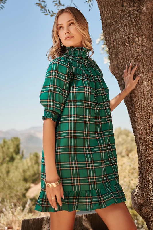 Special Offer – Act Fast!Boswell Tartan Plaid Smocked Yoke Mini Dress