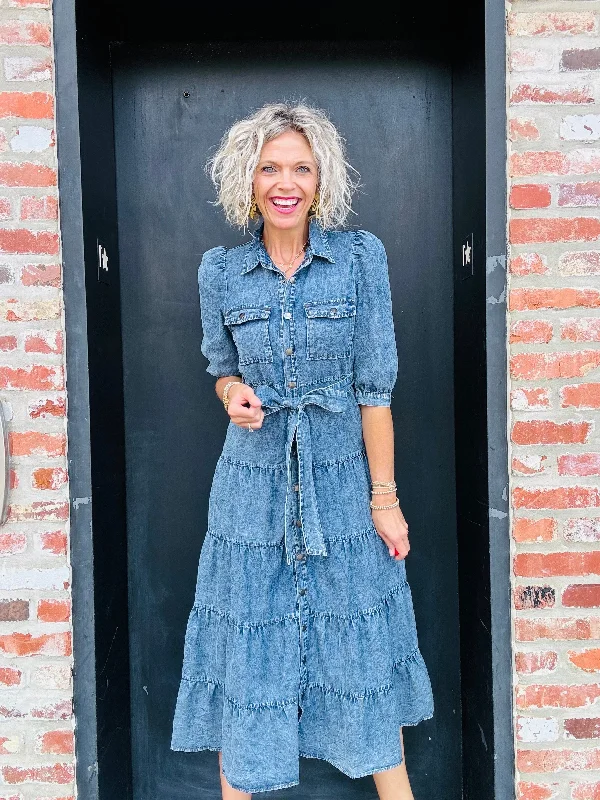 Best Offers of the Month!Denim Belted Midi