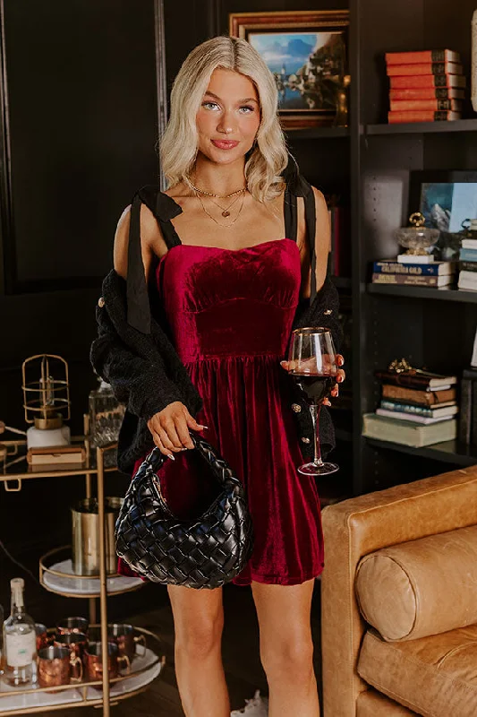 Shop Now and Save!Let's Have A Toast Velvet Mini Dress in Wine